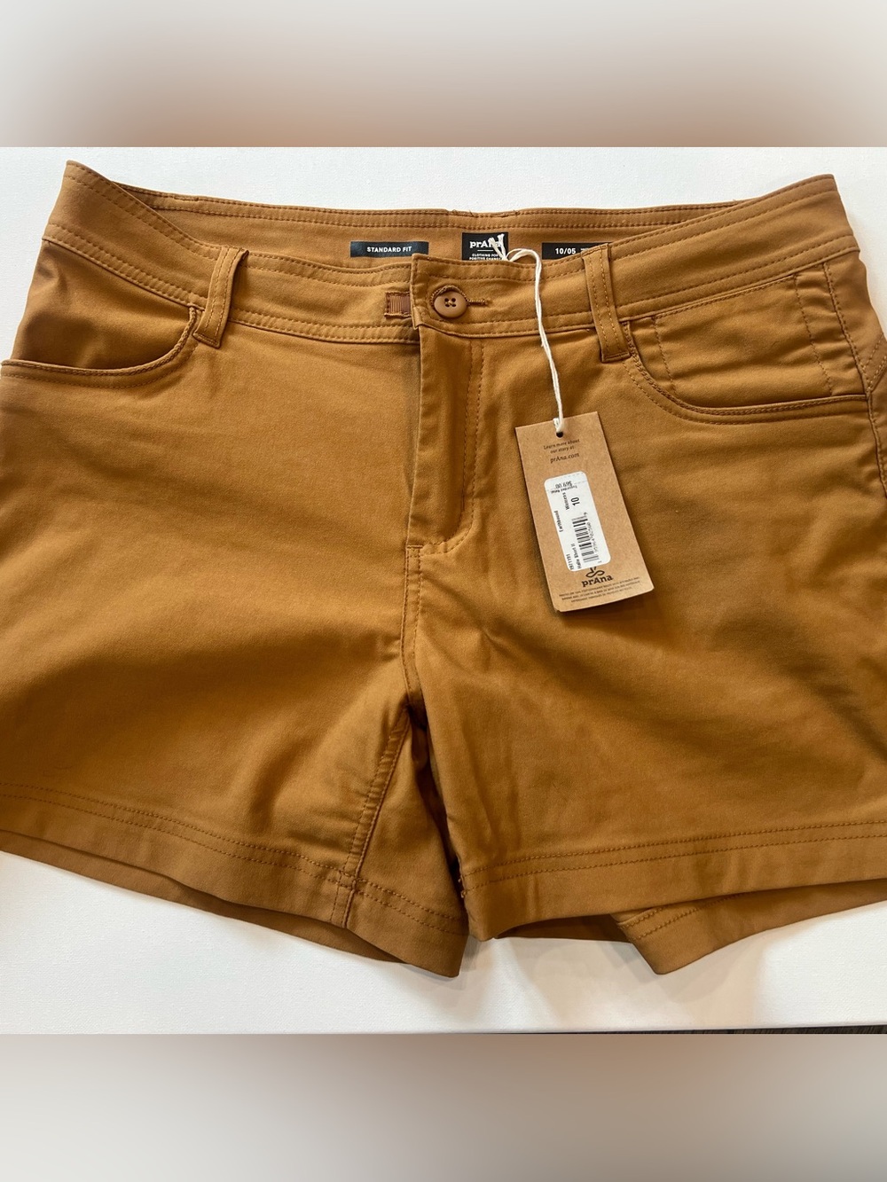 Prana Women's High-Rise Shorts in Caramel Tan